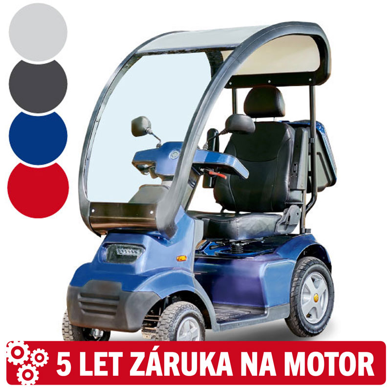 Afiscooter S4 / se střechou / široké pneumatiky, 75 Ah, modrý (2021)