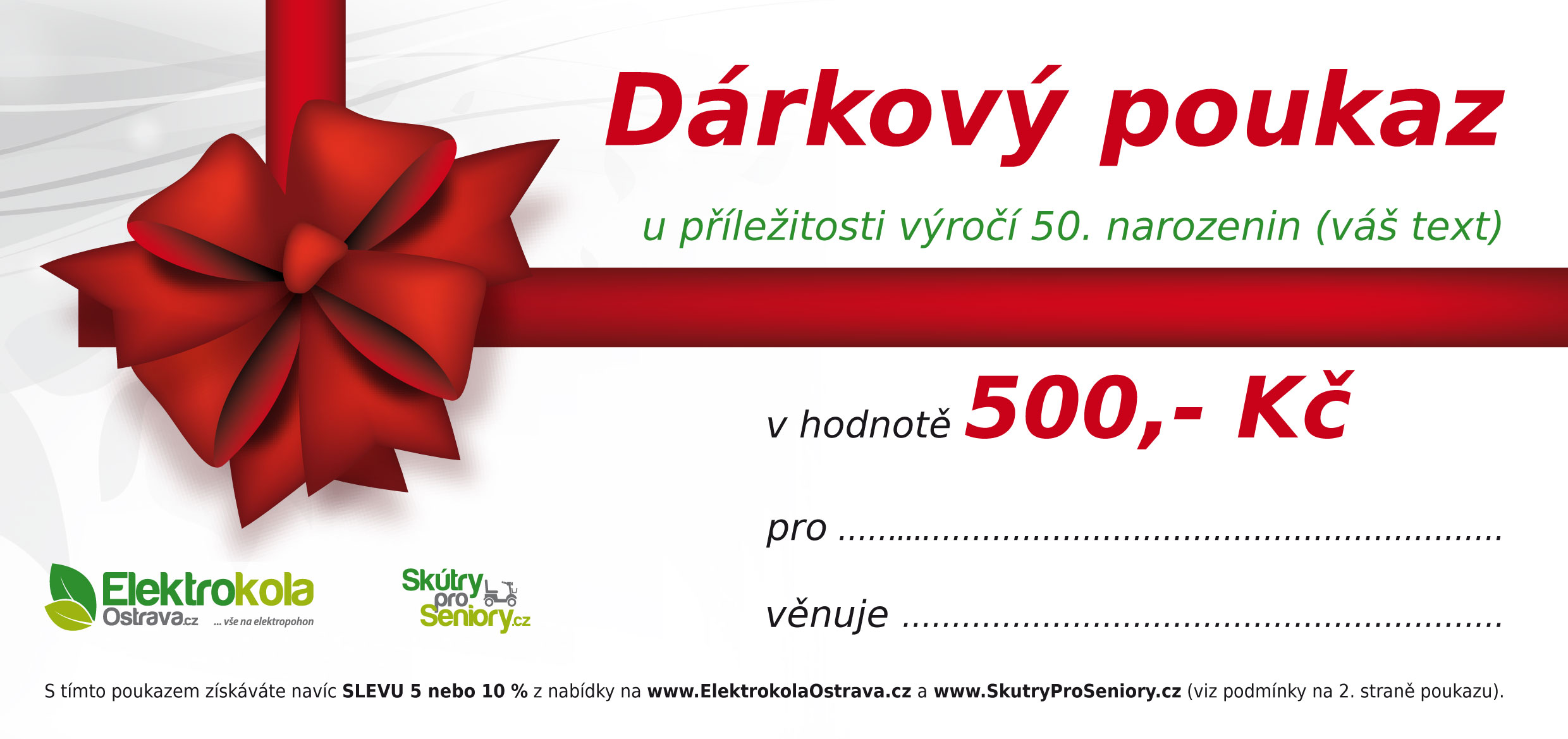 Dárkový poukaz s věnováním v hodnotě 500 Kč