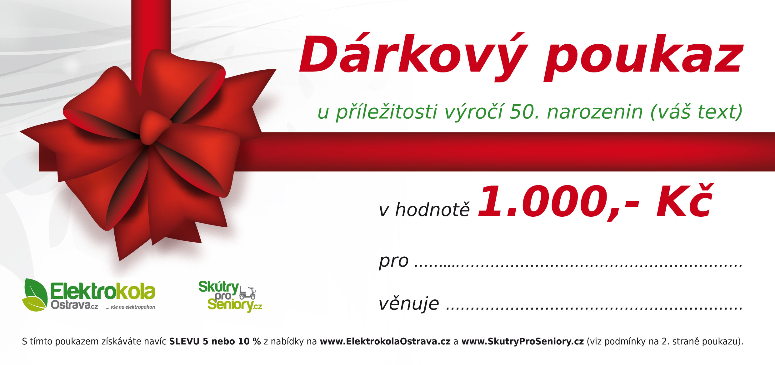 Dárkový poukaz s věnováním v hodnotě 1000 Kč