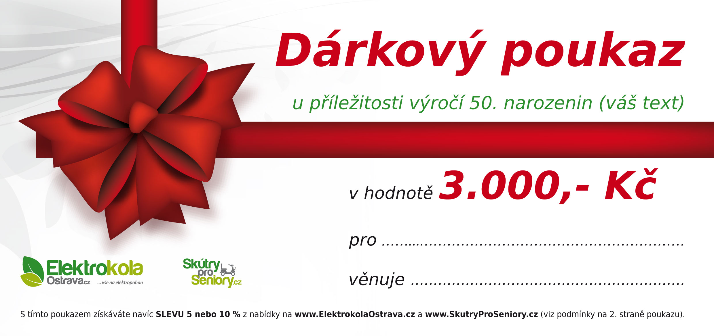 Dárkový poukaz s věnováním v hodnotě 3000 Kč
